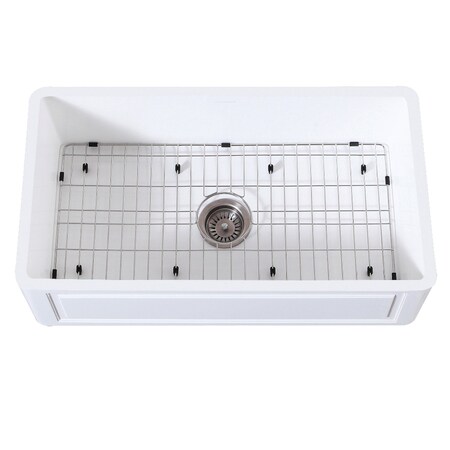 Gourmetier KGKFA361810LD 36" x 18" SGL Bowl Farmhouse Kitchen Sink, Drain & Rack KGKFA361810LD